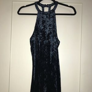 Blue crushed velvet romper